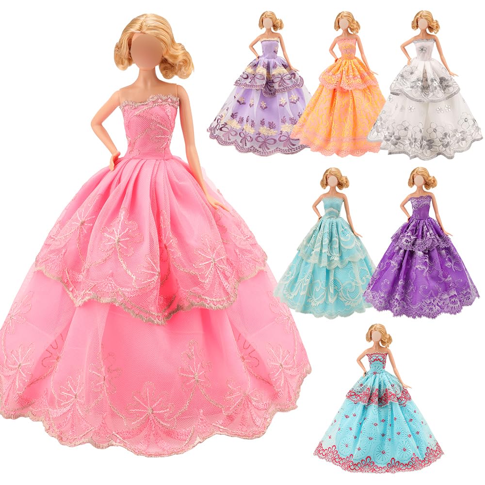 BARWA 5 Pcs Handmade Doll Clothes Wedding Gowns Party Dresses for 11.5 inch Dolls
