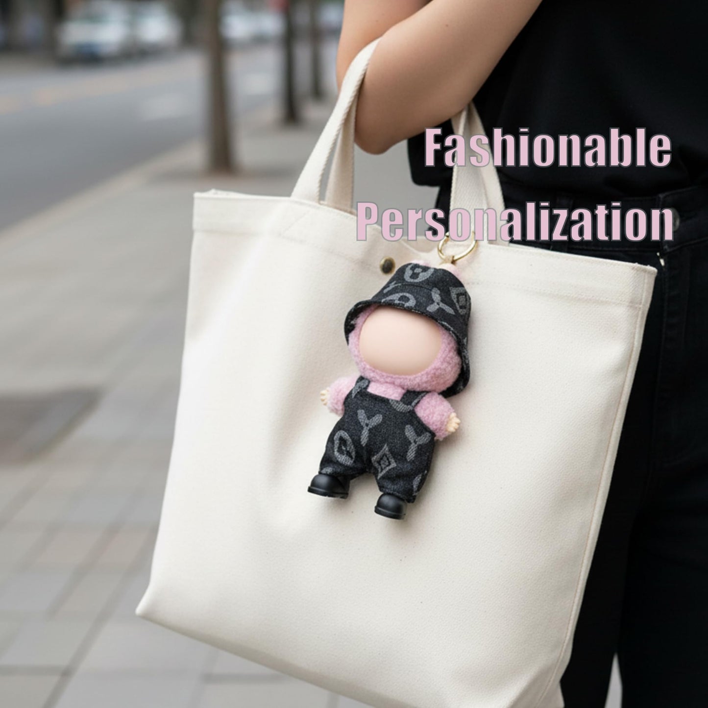4-in-1Clothes Compatible with Labubu 17cm Dolls, Cute Outfit Set with Fashion Accessories, Chic Style for Collectible Figures (No Doll)