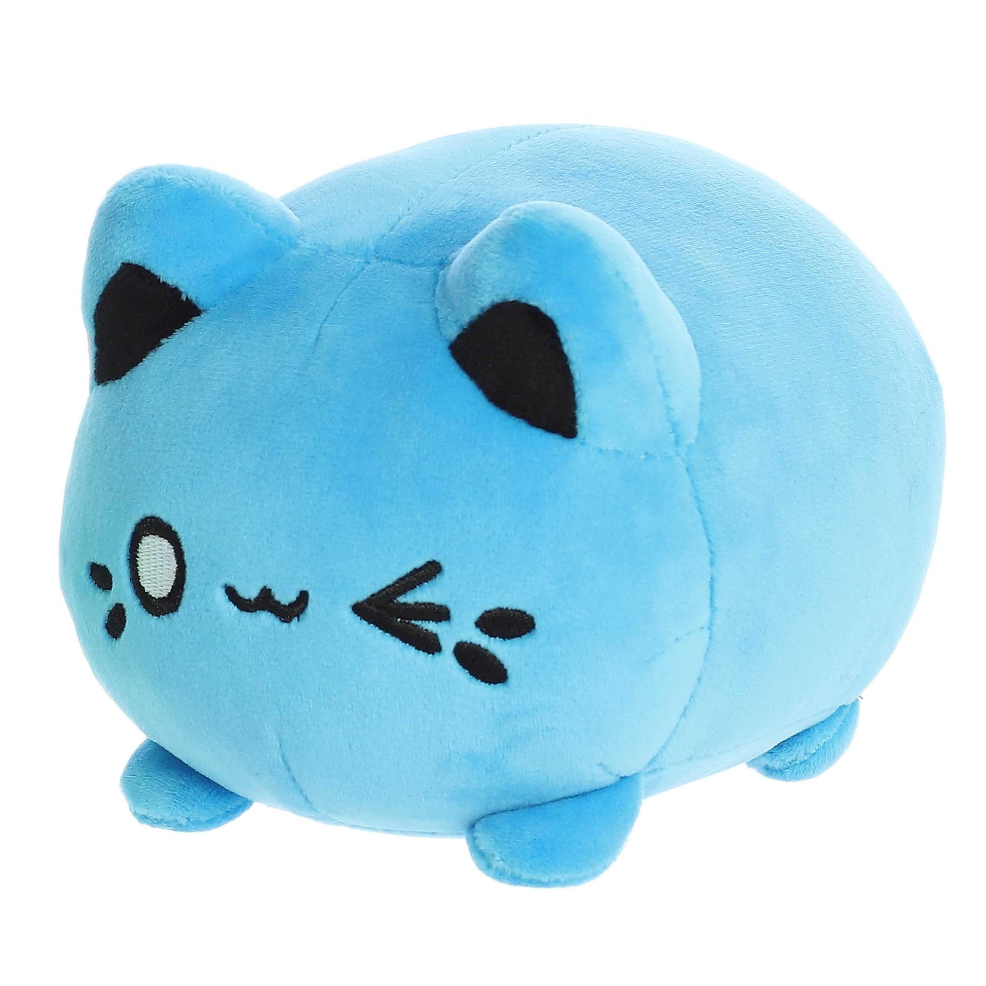 Aurora® Enchanting Tasty Peach® Electric Blue Meowchi Stuffed Animal - Bright & Colorful Design - Showpiece Plush - 7 Inches