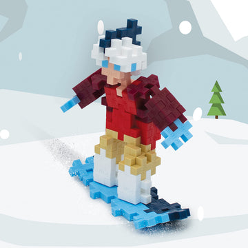 PLUS PLUS Snowboarder - 3D Figure Building Block Set Tube, Mini Waffle Blocks - Fun Stem Toys for Kids