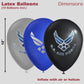 U.S. Air Force Party Balloons - 10 pcs 12 in Latex balloons in Officially Licensed Air Force Logos - Metallic Silver, Blue & Black balloons