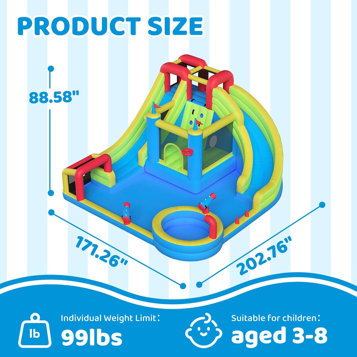 SunSwell Inflatable Water Slide for Kids Backyard with 750W Blower