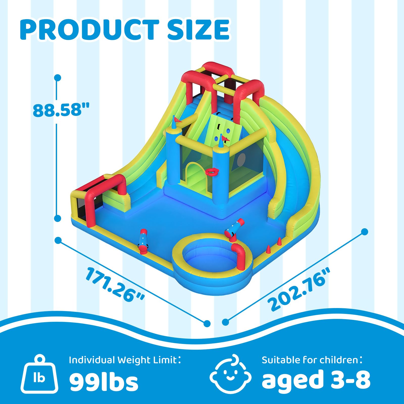 SunSwell Inflatable Water Slide for Kids Backyard with 750W Blower