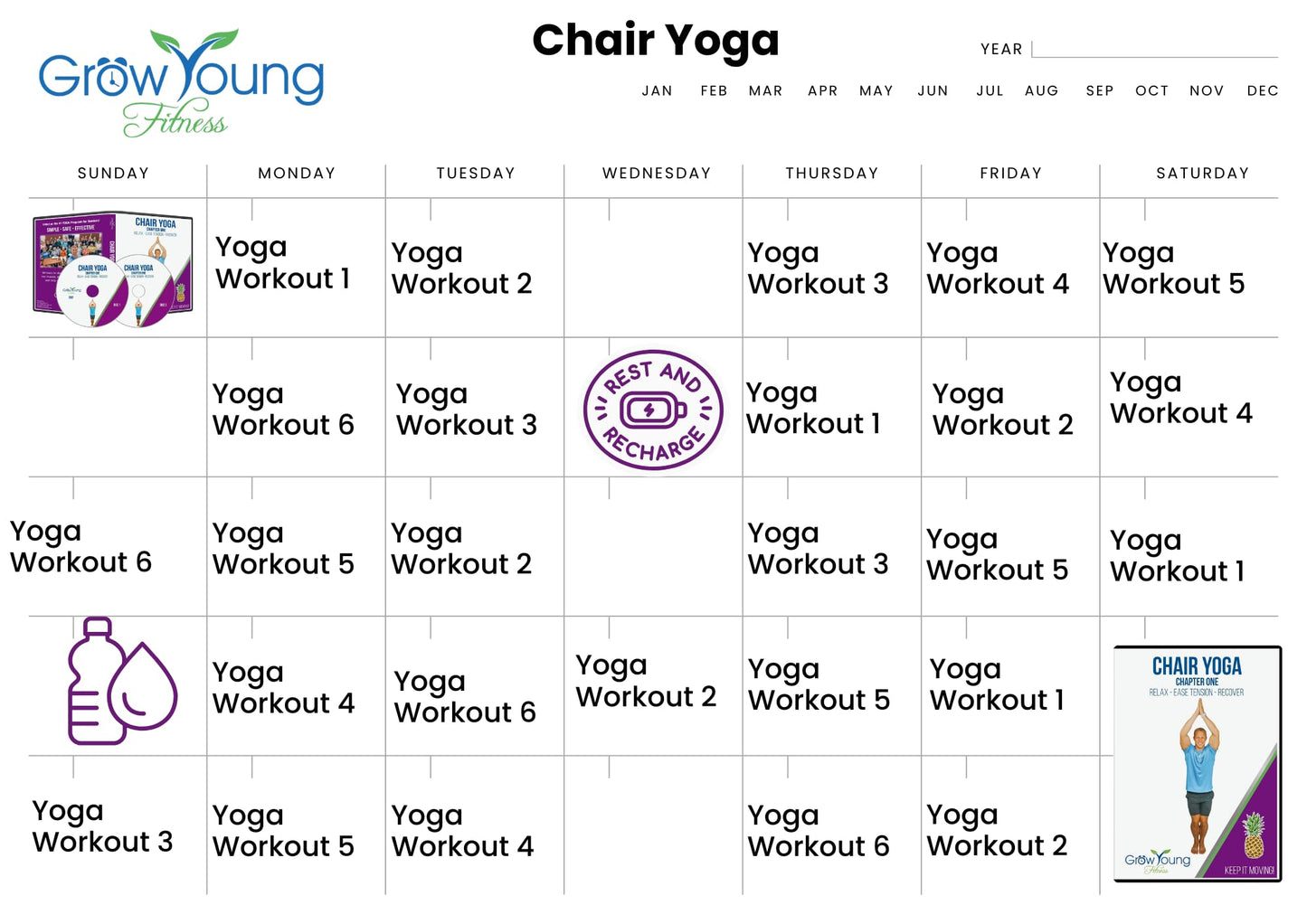 Grow Young Fitness Chair Yoga for Seniors - Seated Yoga Exercises - Chapter One Senior Exercise DVD