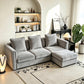 iLAND Dollhouse Furniture Sectional Dollhouse Couch Set Light Grey Velvet Sofa, Miniature Chair Doll House Furniture, Modern 1/12 Scale Miniature