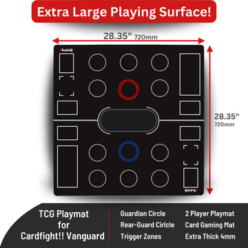 The Gaming Mat Company 2 Player CARDFIGHT!! Vanguard Gaming Mat for Vanguard TCG Cards - Deluxe 28" x 28" x 0.16" with Rear Guard & Guardian Circles