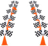 YOELVN 6 Pack 7inch Orange Race Cones with Holes on Top,12 Pack Checkered Flags,Racing Car Birthday Party Decorations,Two Fast Centerpieces,Race Cars