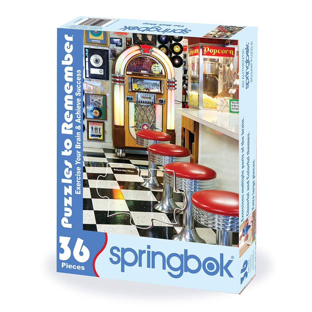 Springbok Puzzle to Remember - Alzheimer & Dementia Activity - 36 Piece Jigsaw Puzzle The Malt Shop - Made in USA