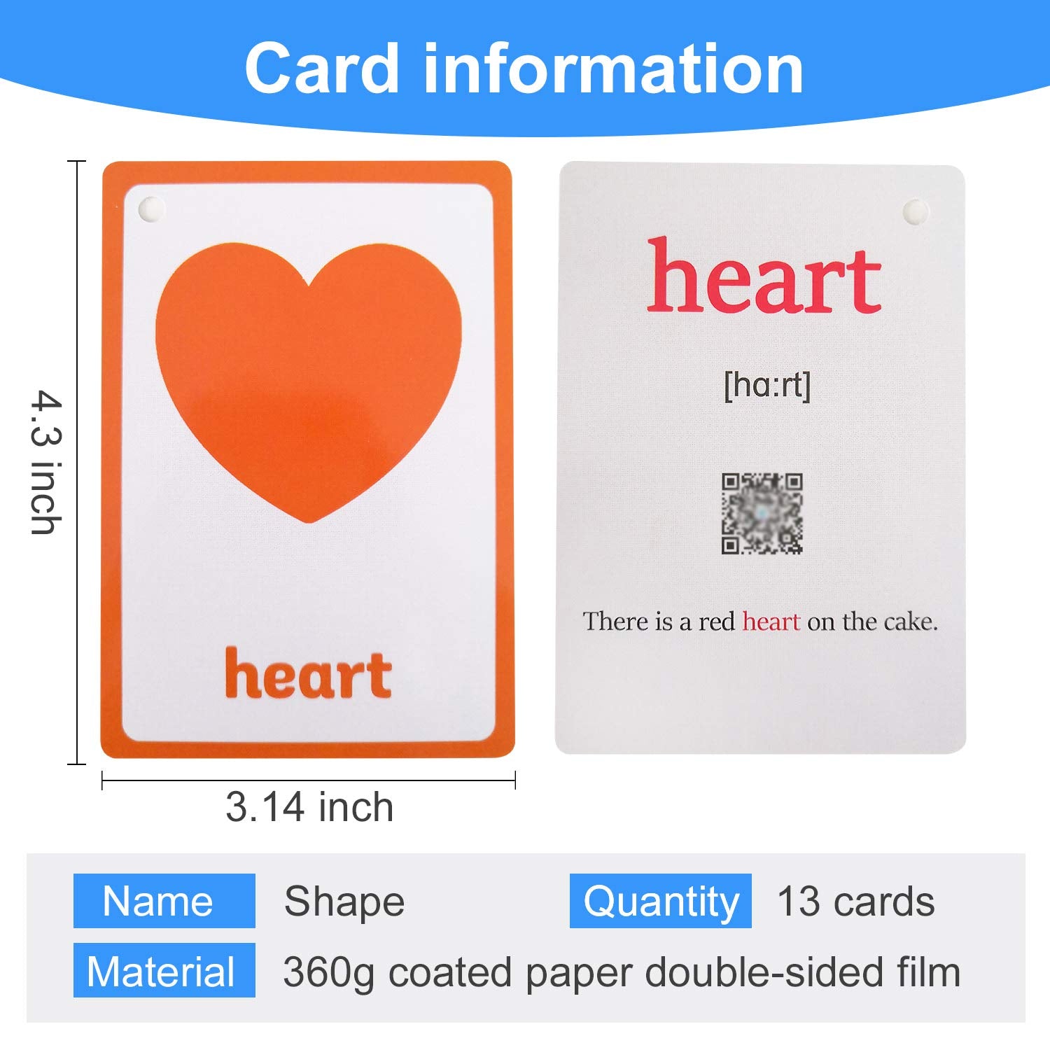 13PCS/Set Shapes Kids Gifts English Flash Cards Pocket Card Educational Learning Baby Toys for Children Pre-Kindergarten