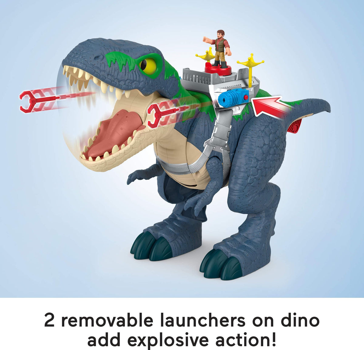Fisher-Price Imaginext Jurassic World Rebirth Dinosaur Playset, Ultimate Action Chomp T. rex 18-inch Dino Toy with Lights, Sounds, Motion & 2 3-inch