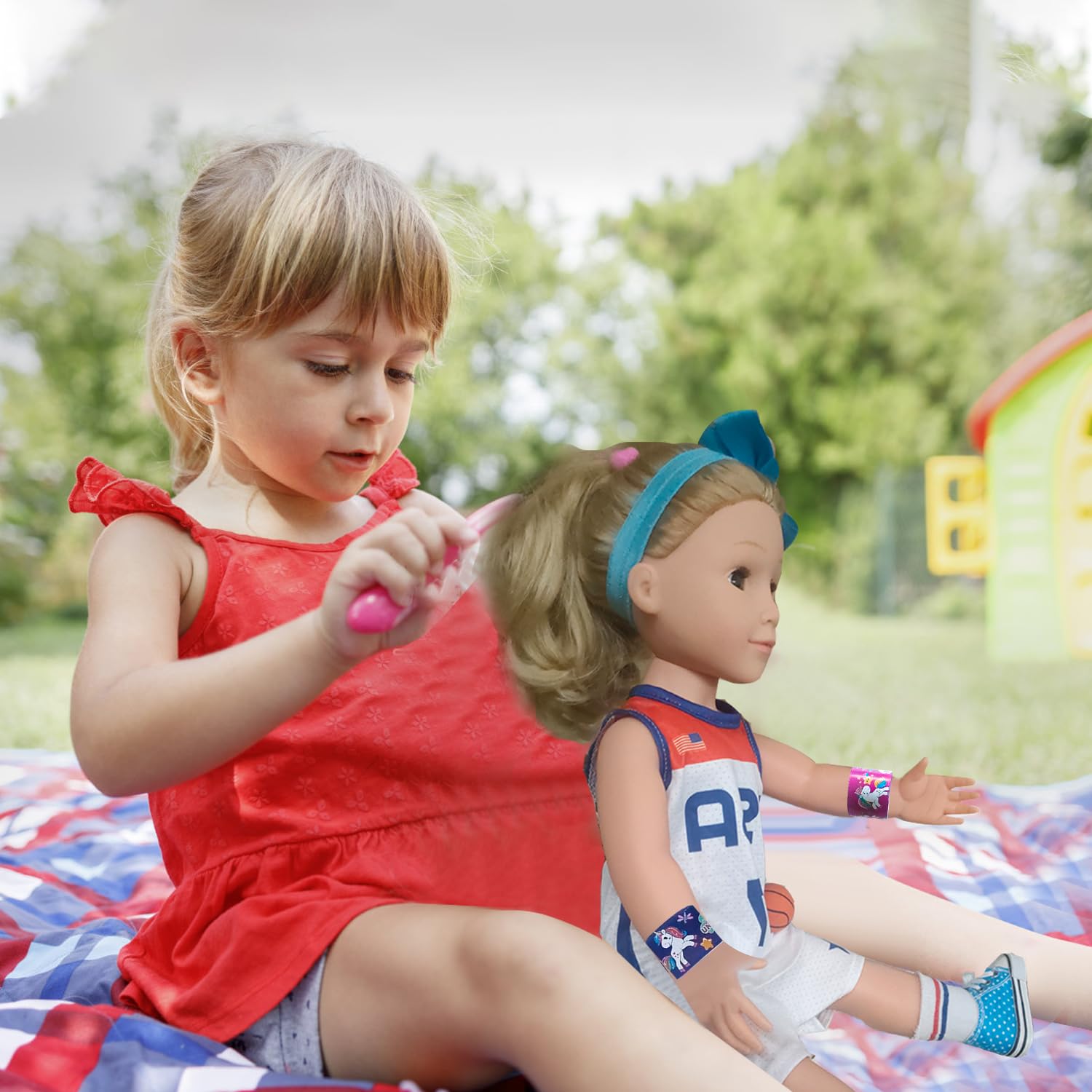 Wenzhuo Basketball Sports Dolls Clothes set-18 inch Doll Closet Accessories-Doll Tops, Short Sleeves, Headbands, Socks, Shoes, Rackets, etc-Children's