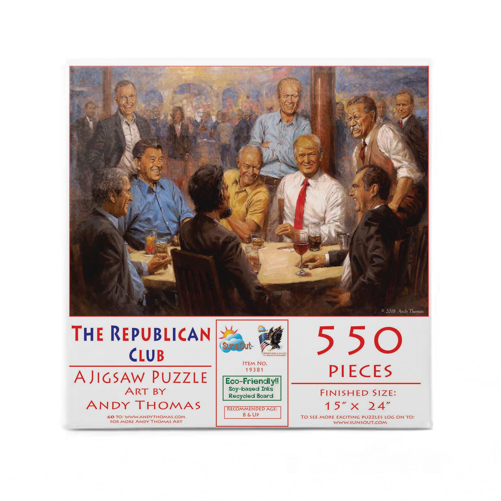 SunsOut The Republican Club 550 piece Jigsaw Puzzle for Adults, Artist Andy Thomas, President Series, Americana