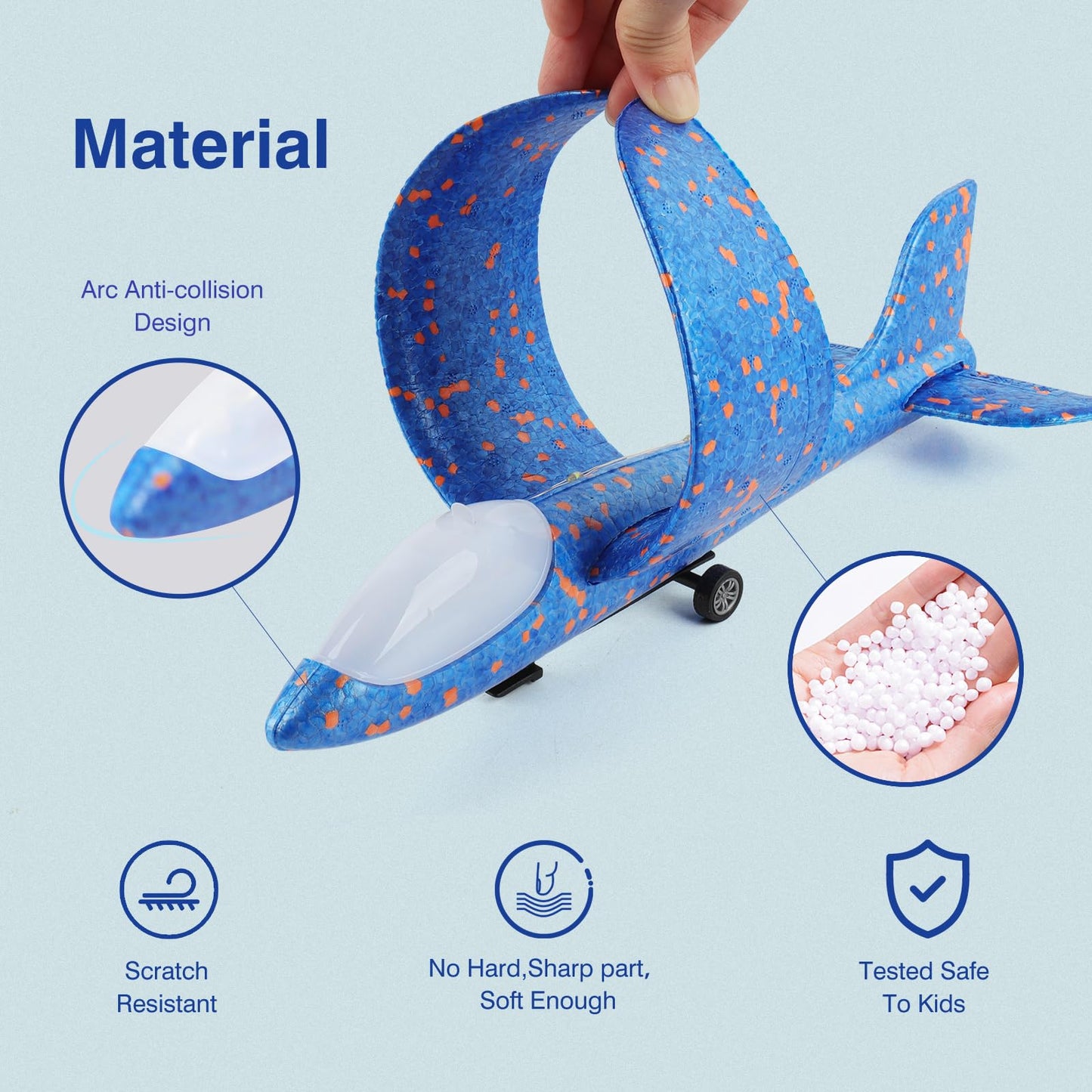 Wesfuner 3 Pack Foam Airplane Launcher Toys, 2 Flight Mode Glider Plane,Kids Flying Toy,3 4 5 6 7 8 9 10 11 12 Year Old Boys Girls Gifts,Outdoor Sport