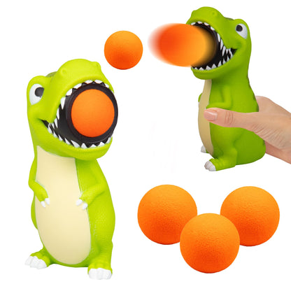 Hog Wild T-Rex Ball Popper Toy - Includes 4 Soft Foam Balls - Squeeze to Pop Air Powered Balls Up to 20 Feet - Launcher Safe for Indoor/Outdoor Play