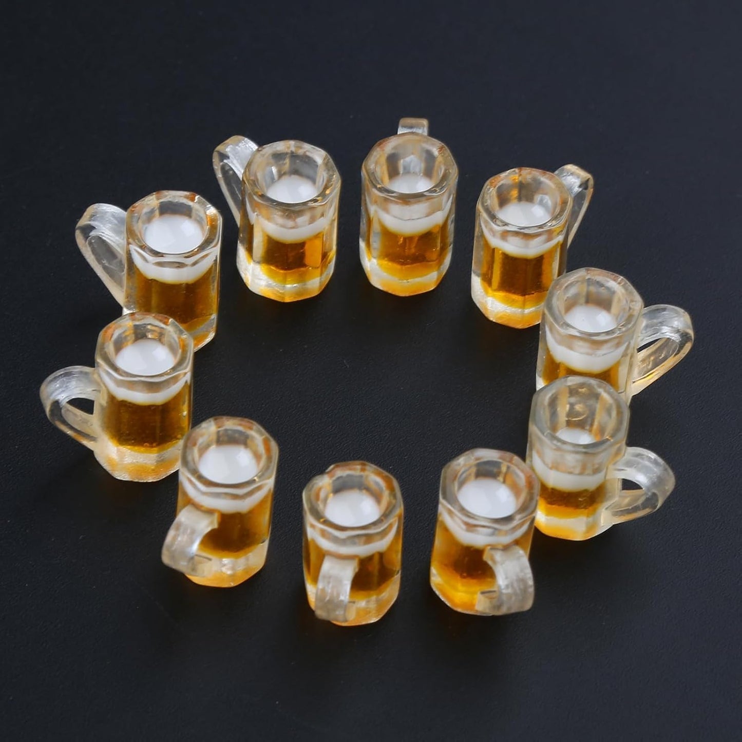 10Pcs Simulation Beer Dollhouse Beer Mugs Glasses Resin Miniatures Models Photo Props Dollhouse Accessories