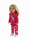 American Fashion World Pink Unicorn Pajamas for 14-Inch Dolls | Premium Quality & Trendy Design | Dolls Clothes | Outfit Fashions for Dolls for