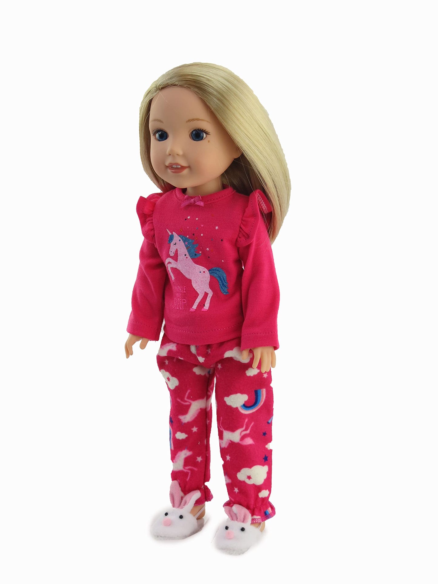 American Fashion World Pink Unicorn Pajamas for 14-Inch Dolls | Premium Quality & Trendy Design | Dolls Clothes | Outfit Fashions for Dolls for