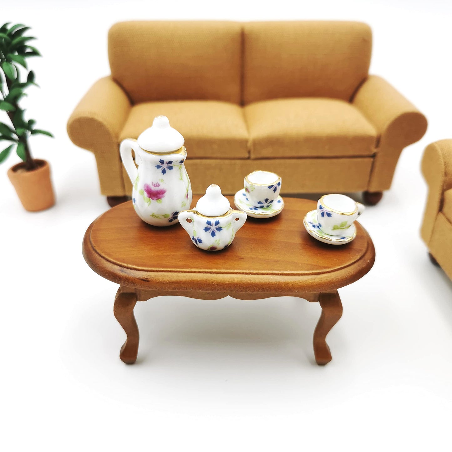 SXFSE Dollhouse Decoration Accessories,1/12 Mini Dollhouse Furniture Miniature Teatable Coffee Table Living Room Toy