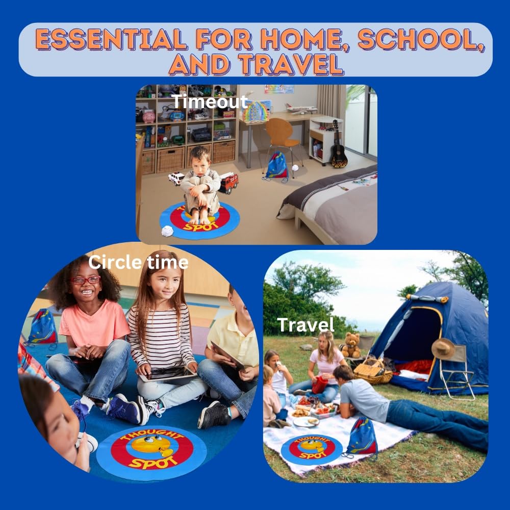 Thought-Spot Time Out Mat for Toddlers | Positive Discipline & Calm Down Corner Tool | Portable 24” Floor Mat Alternative to Time Out Chair | Teaches