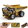 PLIXYRCPL 1:64 Mini RC Dump Truck Toy, Alloy Metal Construction Vehicle with App & Remote Dual Control, Variable Speed, LED Lights & Sound, RC