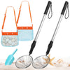 Agolctry 2 Pack Sand Sifter for Beach Shell Scooper with Seashell Bag and Sand Shovel Adjustable Shark Teeth Sifter Shelling Tools for Beach Seashell