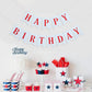 Blue and red Happy Birthday Banner - Happy 1st Birthday decorations, Blue Gingham with Red Letters Happy Birthday Banner