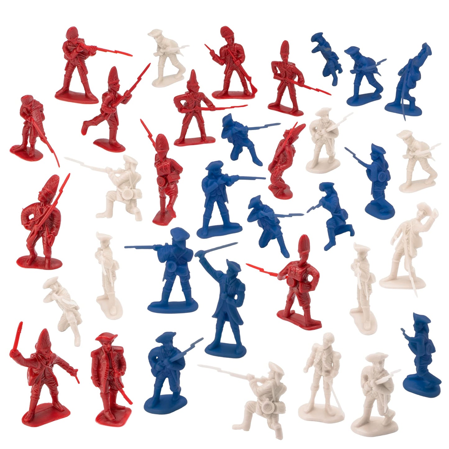 BMC Revolutionary War Plastic Army Men - 34 British, American, French Soldiers