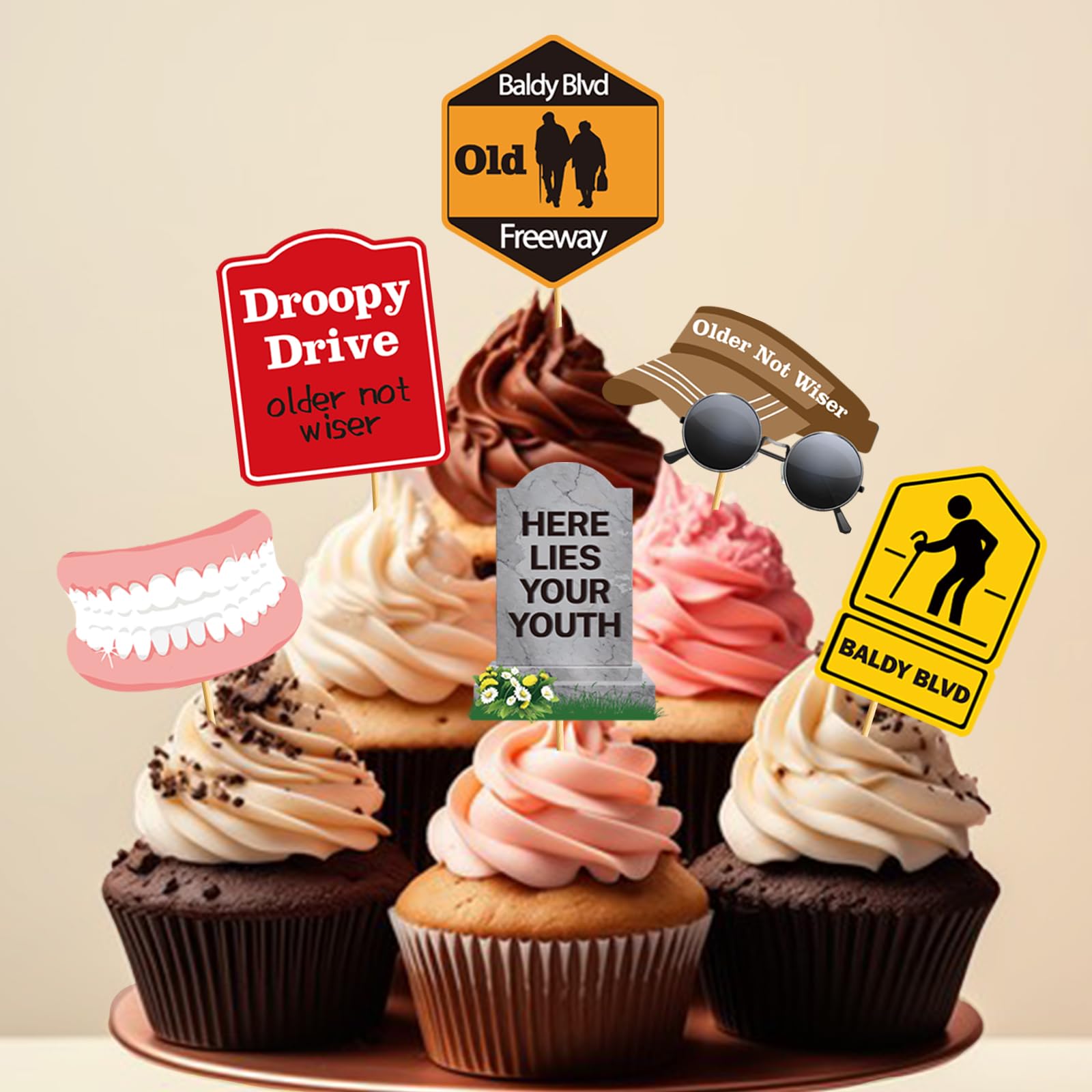 36 PCS Retirement Cupcake Toppers Over The Hill Cake Decorations Over The Hill Birthday Decorations Old People Party Decor Funny Old People Gag Gifts