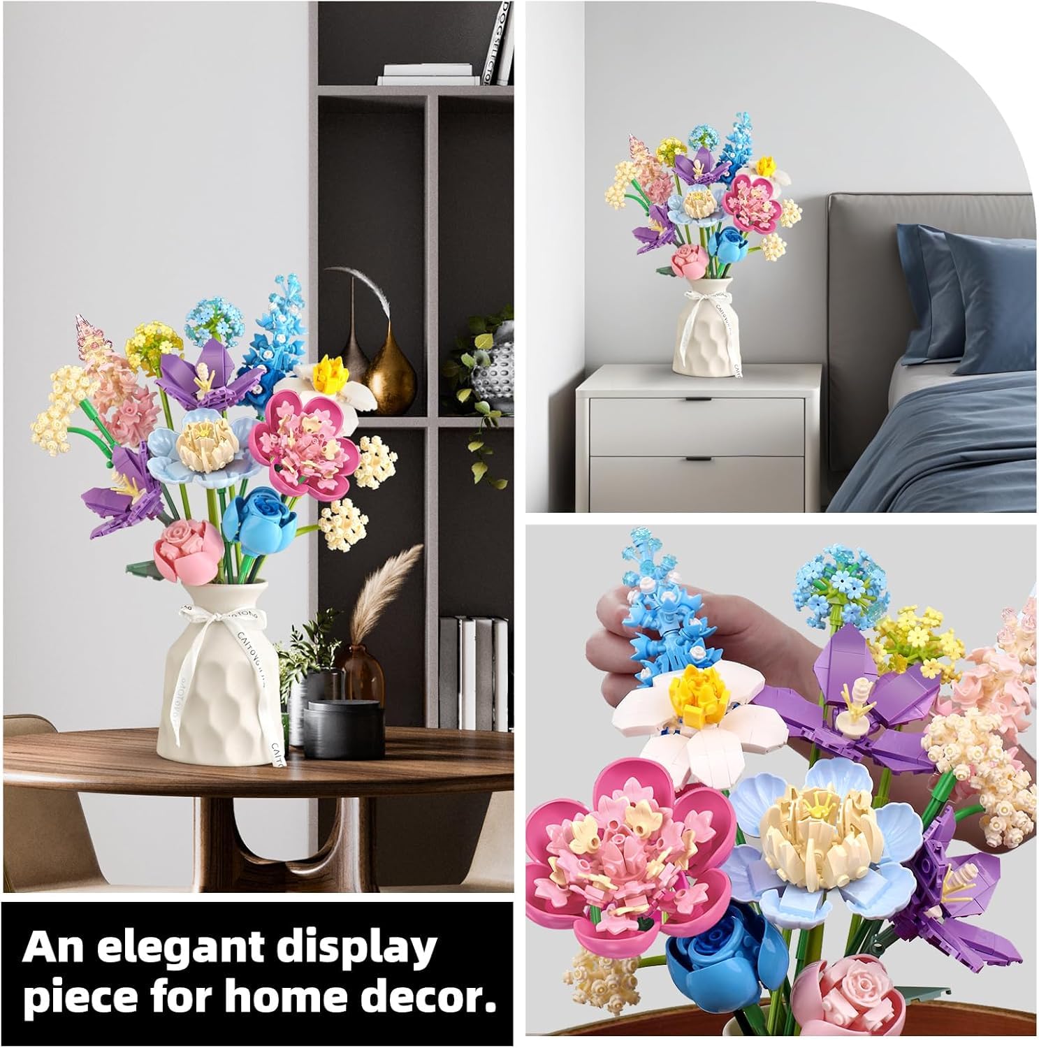 Bouquet Building Set,880 PCS Botanical Collection Building Block Toy,Compatible with Lego Flowers Rose Peony Home Plant Decor,Birthday Gift for Adults