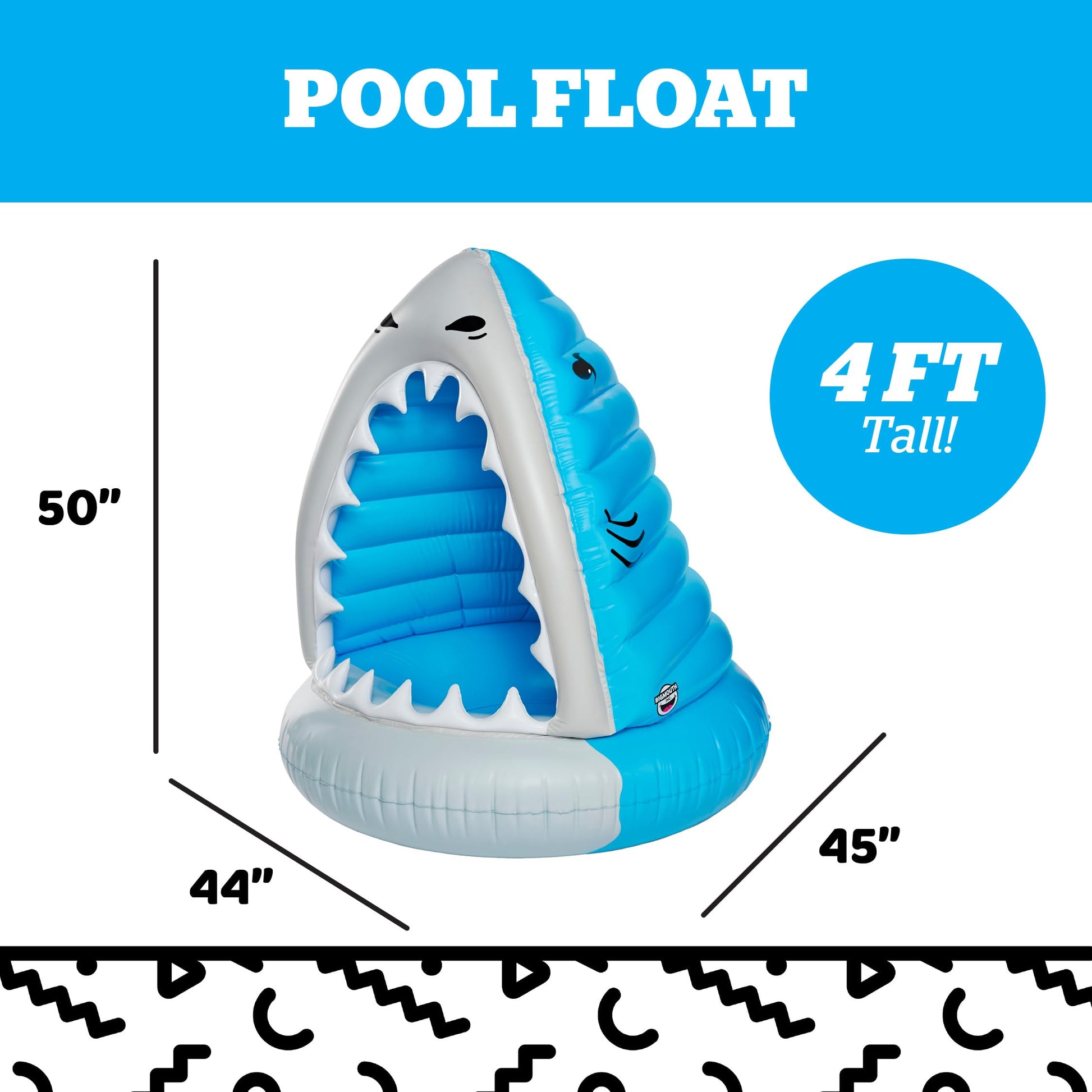 Giant Shark Inflatable Pool Float, Large Novelty Lounge Raft, Blow Up Float for Pool Parties, Outdoor Summer Water Toy for Adults