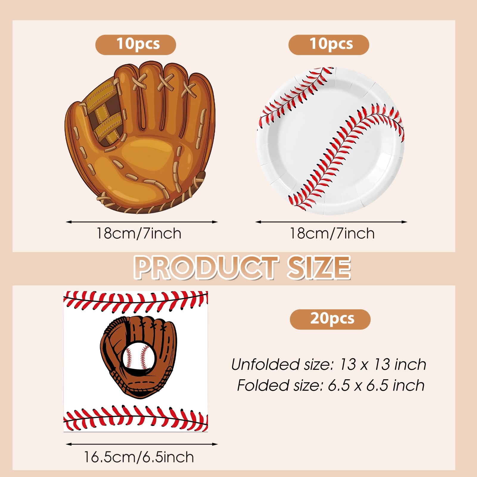 Baseball Birthday Decorations,40Pcs Baseball Themed Plates and Napkins Baseball Disposable Tableware Kit for Baseball Party Supplies,Sports Themed