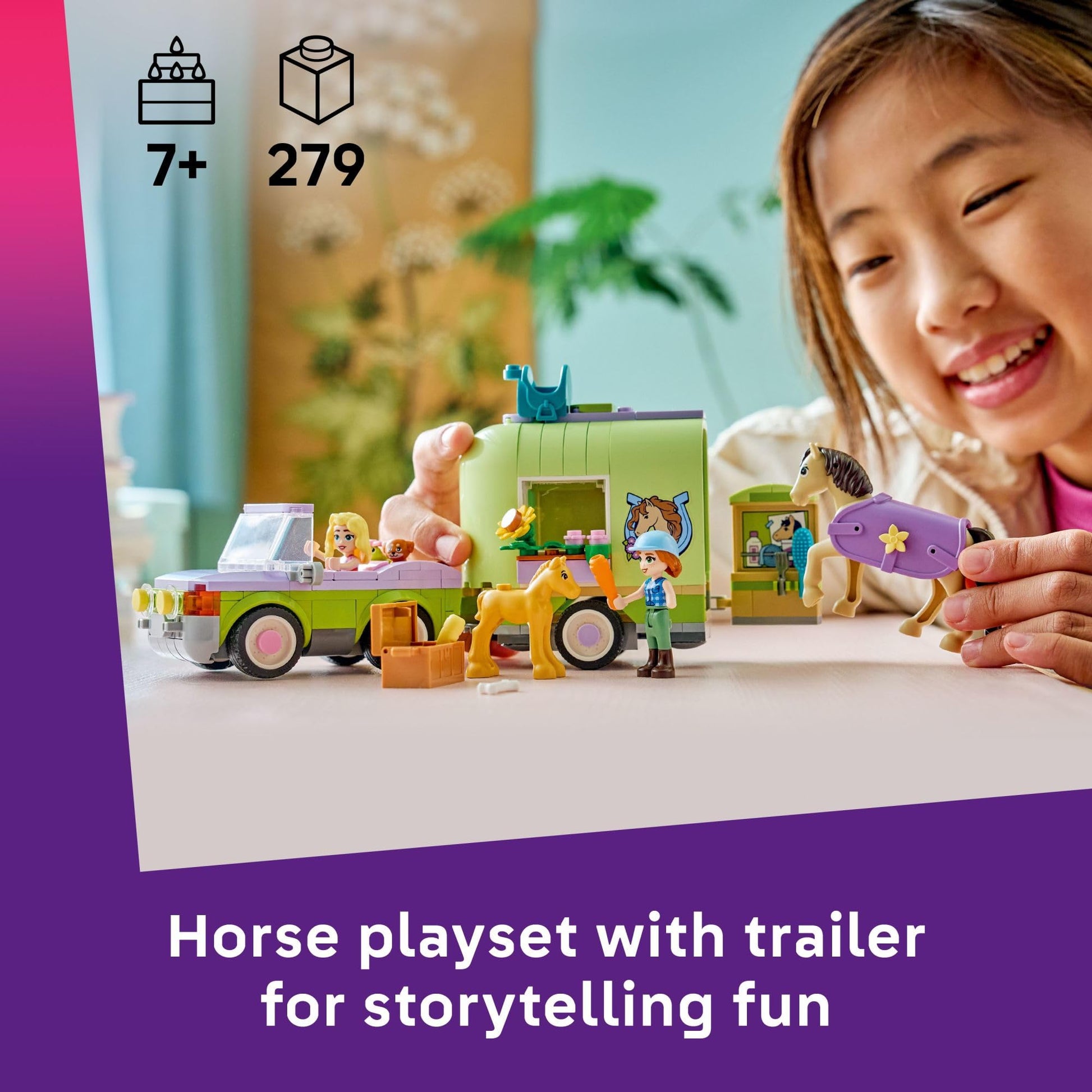 LEGO Friends Horse & Baby Foal Trailer Building Toy for Girls & Boys - Pretend Play Set for Kids, Ages 7+ - W/Autumn & Matilde Minidolls, Toy Animals