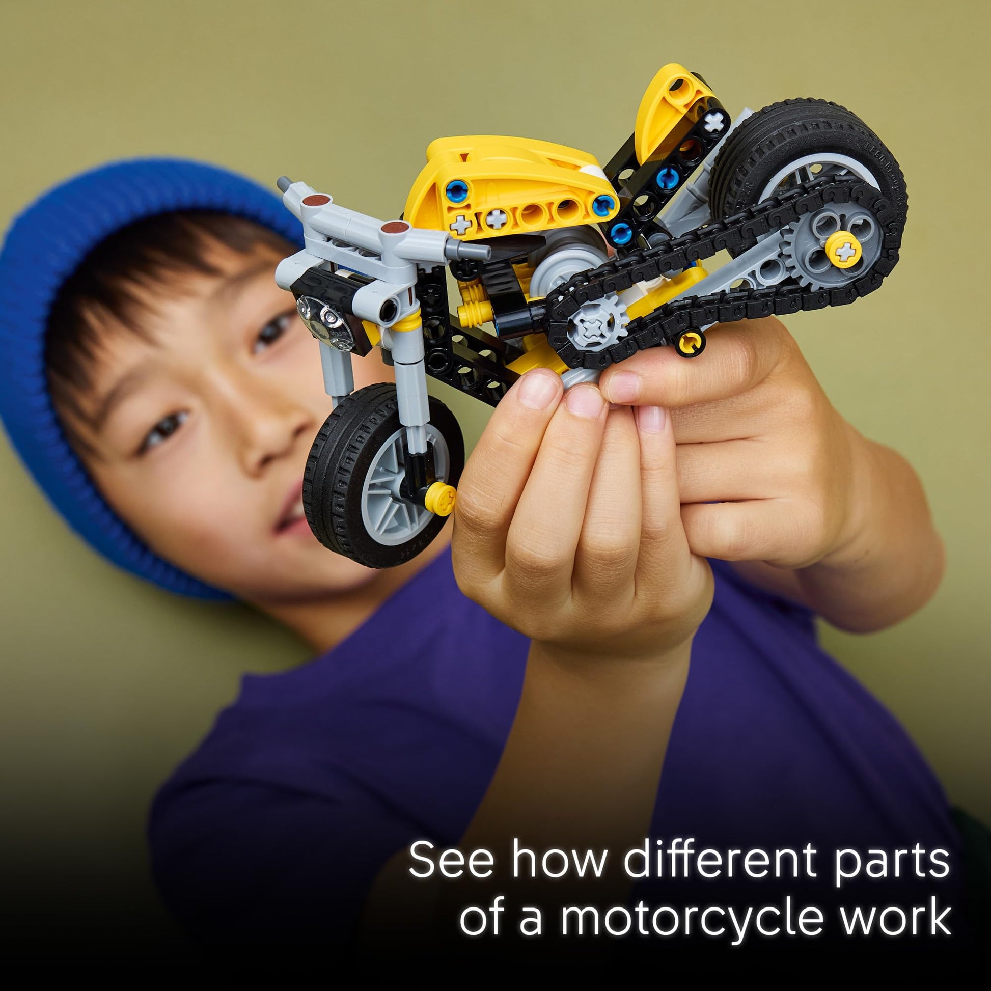 LEGO Technic Yellow Motorcycle Toy - Building Toy for Boys & Girls, Ages 7+ - Model Kit with Detailed Features - Bedroom Decor for Kids - Gift for