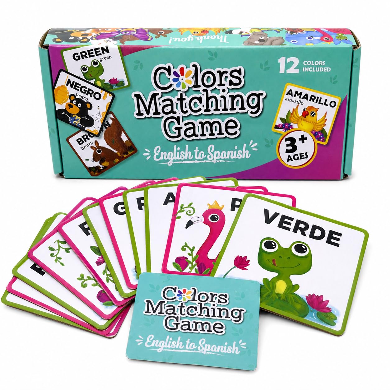 Urban Supply Co Bilingual Colors Matching Memory Game - Learn Spanish and English Colors. ESL and Language Immersion for Early Children's Bilingual