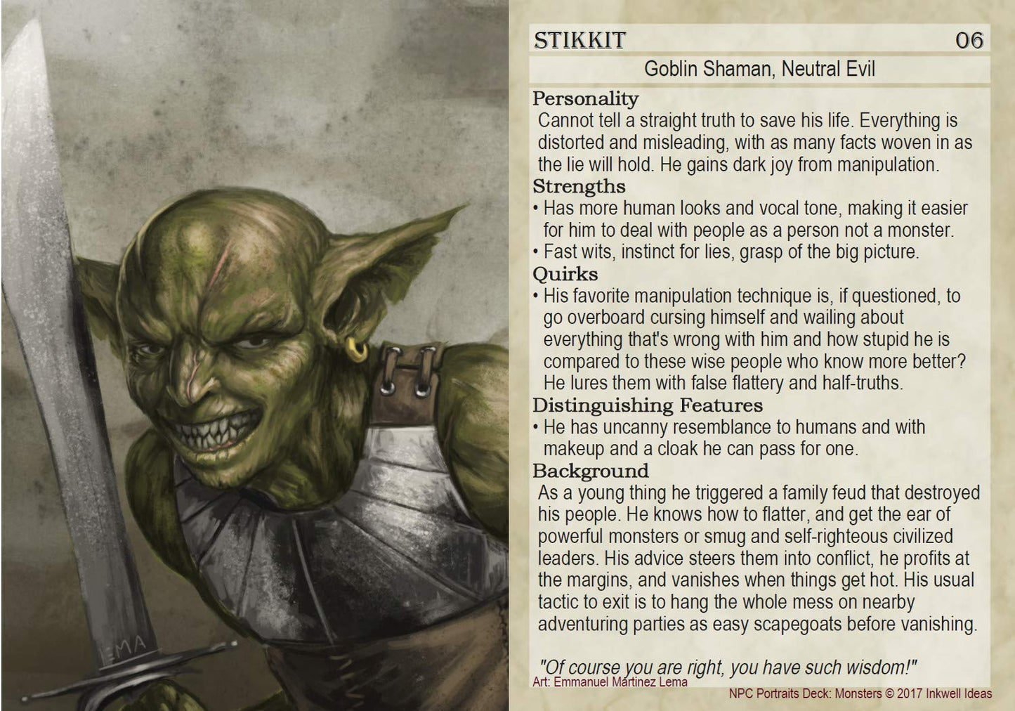 NPC Portraits Deck: Monsters