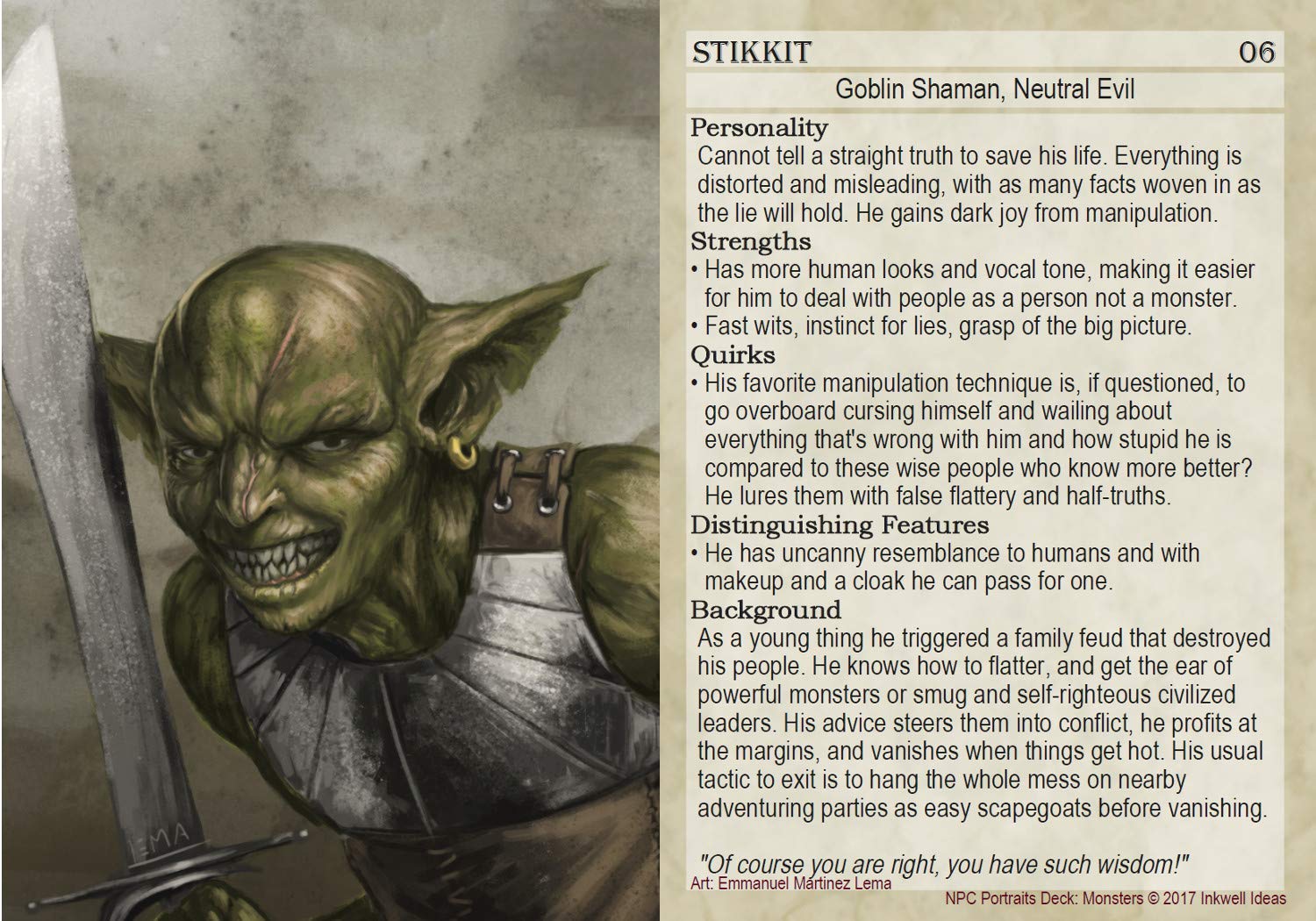 NPC Portraits Deck: Monsters