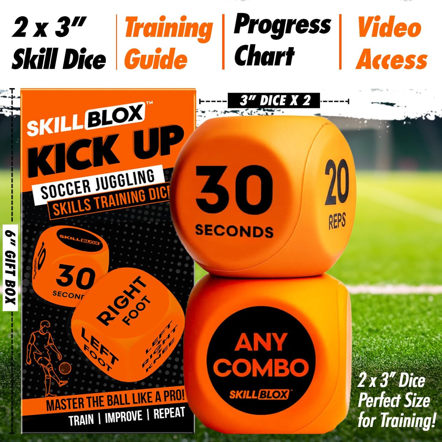 Skill Blox Kick Up Soccer Training Dice Game 2 Pack | Soccer Gifts for Boys
