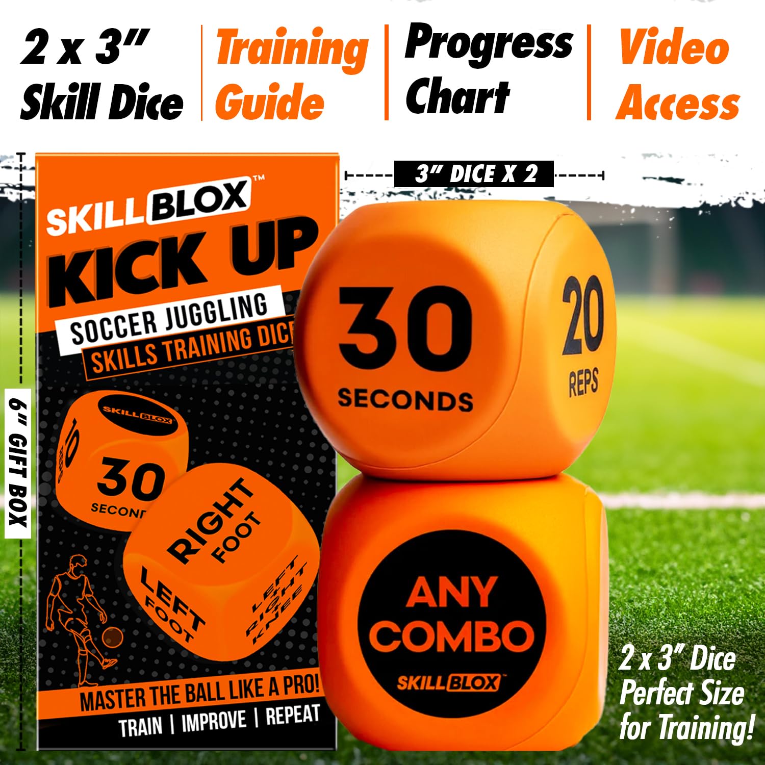 Skill Blox Kick Up Soccer Training Dice Game 2 Pack | Soccer Gifts for Boys