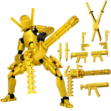 Deeplus Titan 13 Action Figure, T Dummy 13 3D Printed Toys, Gold