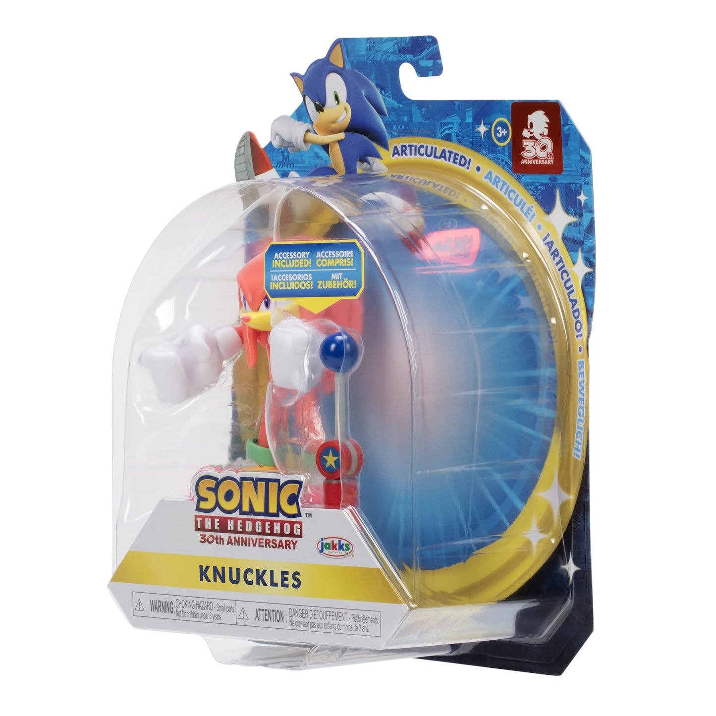 Sonic The Hedgehog 4-Inch Action Figure Modern Knuckles with Blue Checkpoint Collectible Toy