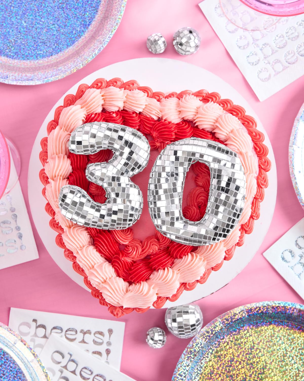 xo, Fetti 6pc 30th Birthday Disco Cake Topper | Groovy Bday Party Decor