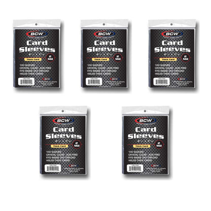 BCW Thick Trading Card Sleeve - 500 ct | Crystal Clear Polypropylene Protective Sleeves for Collectible Cards | Card Protector Sleeves Holds Trading