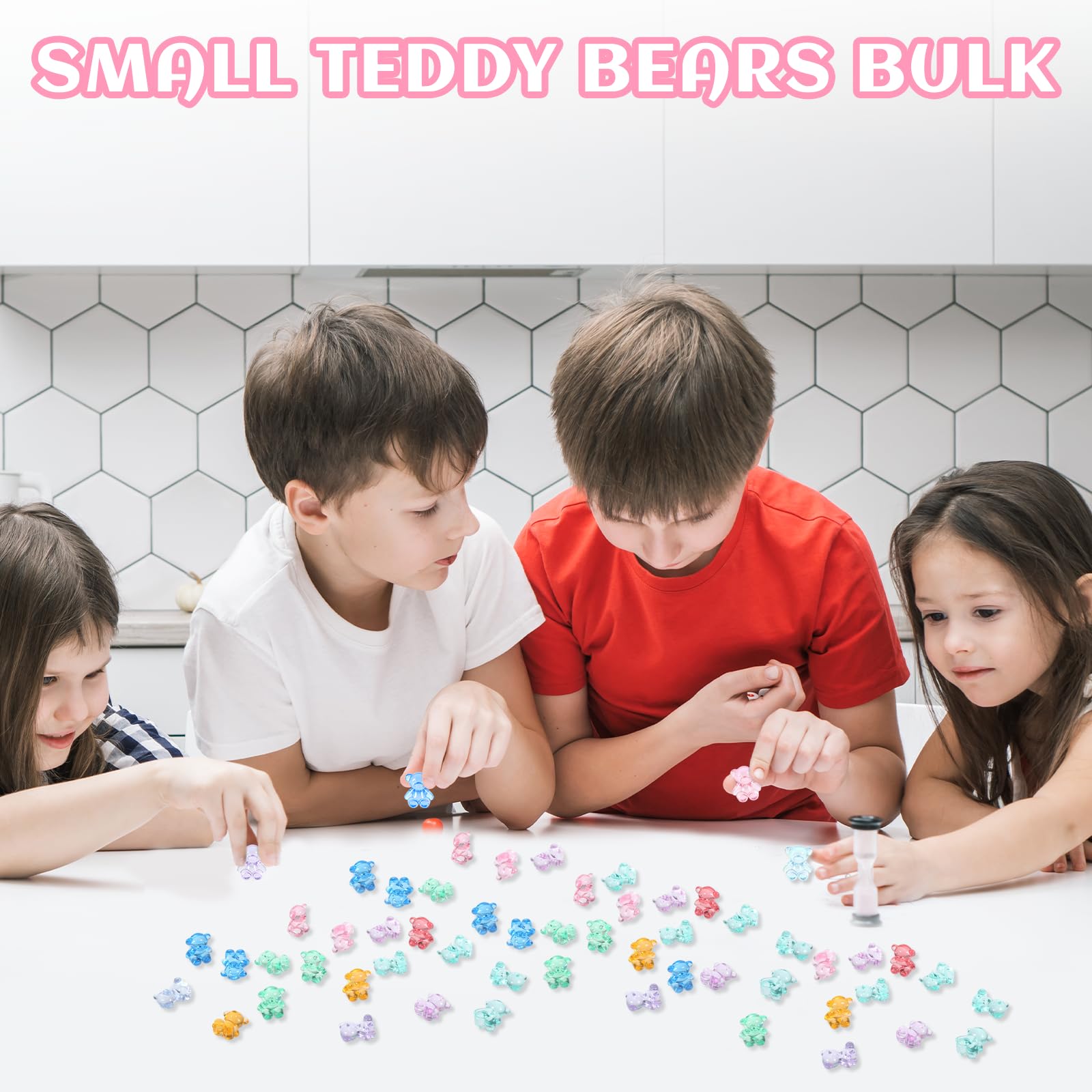 Jaarssho 130PCS Resin Charms Mini Resin Animals Bulk, Bears for Counting & Miniature Figurines, Gummy Bear Charms Mini Teddy Acrylic Animals
