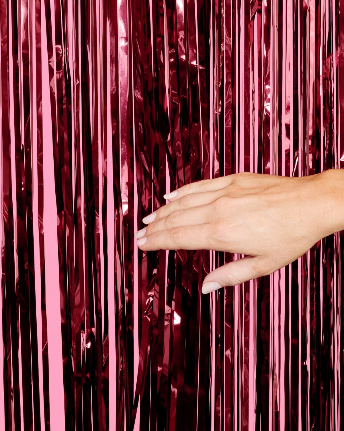 xo, Fetti Burgundy Red Party Curtain - Set of 2 | Bachelorette Fringe Decorations, Cute Birthday Photo Booth, Party Backdrop, Wine Bday Supplies