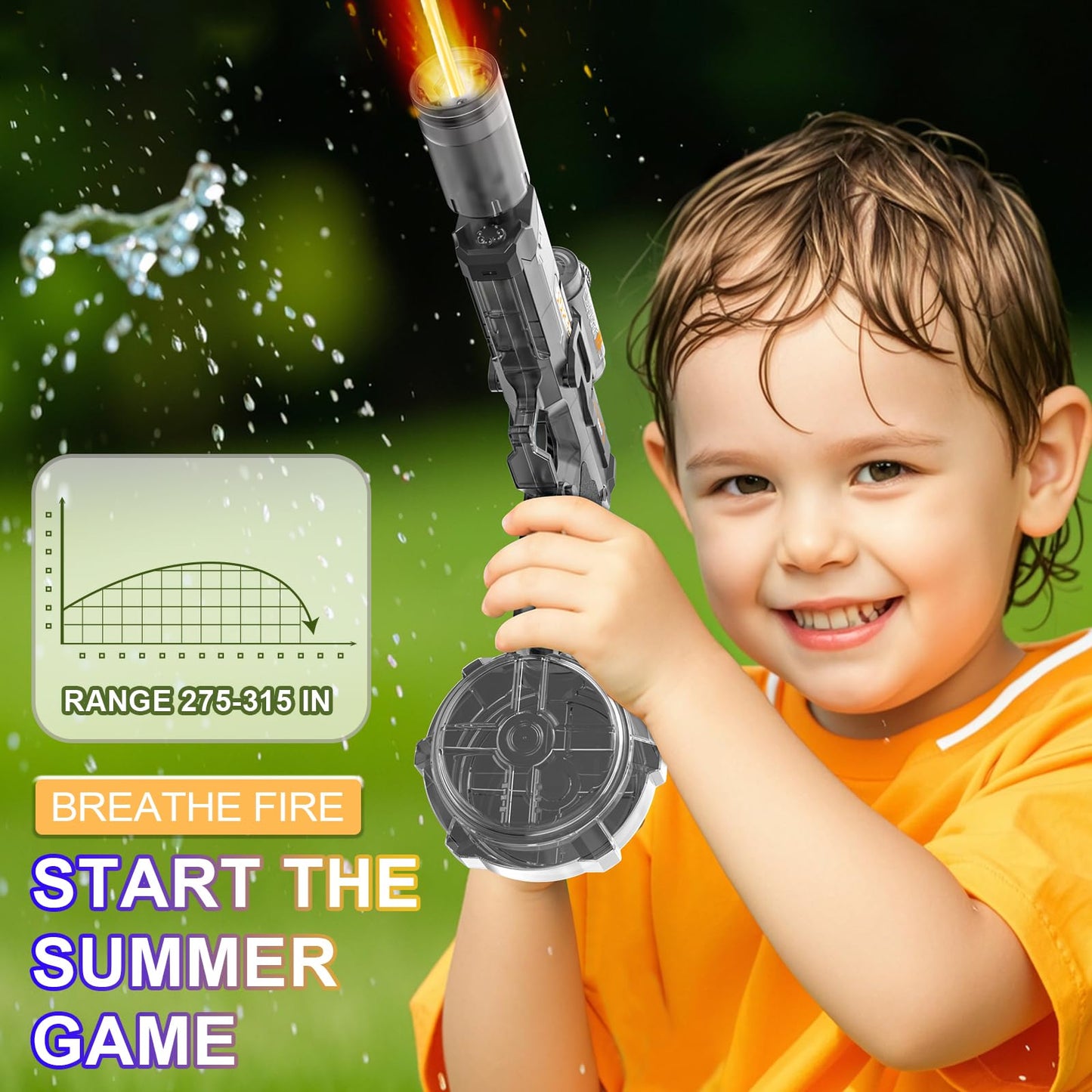 Electric Water Gun for Adults Kids, Automatic Water Gun with Led Light, Long Range Blaster Electric Squirt Gun Summer Outdoor Beach Swimming Pool