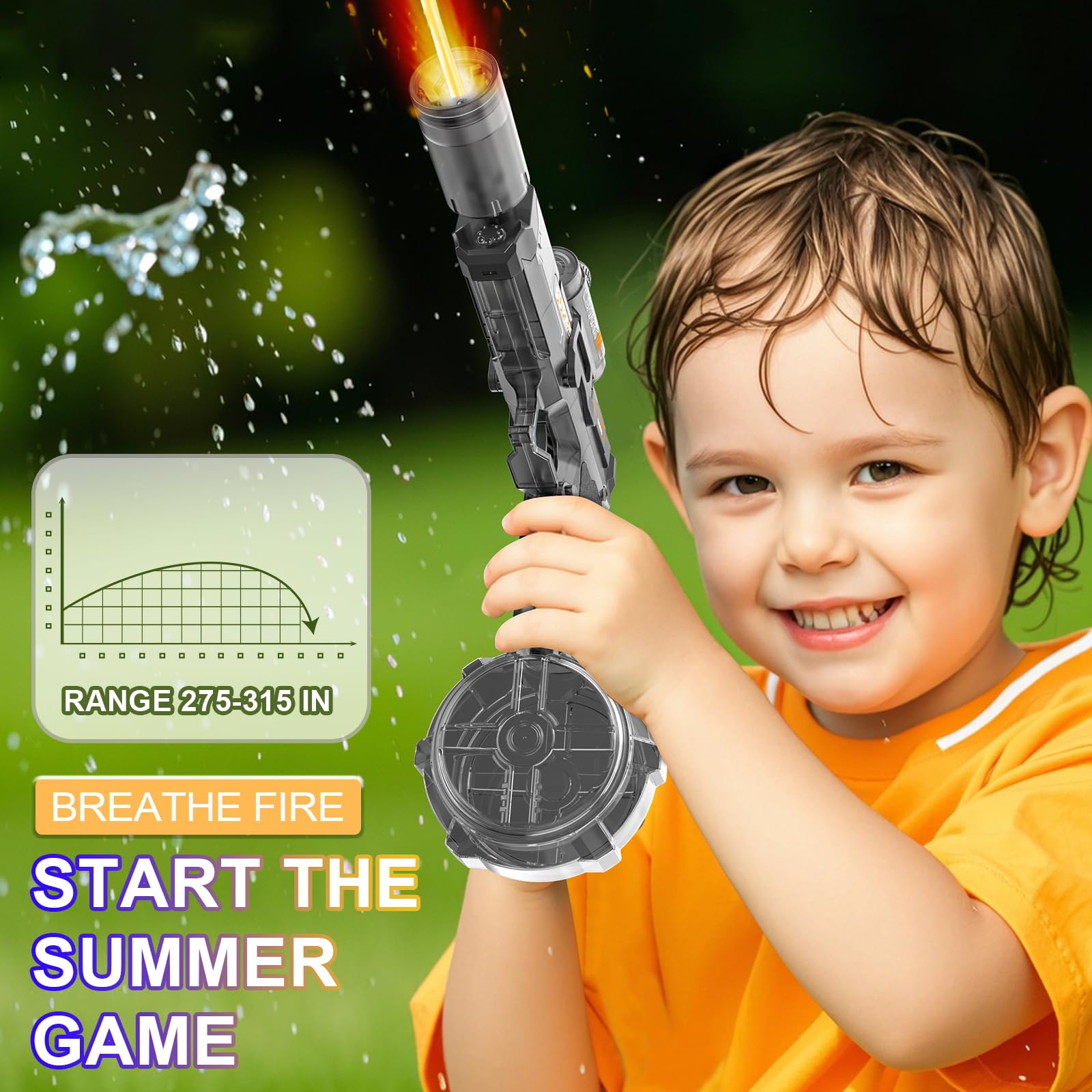 Electric Water Gun for Adults Kids, Automatic Water Gun with Led Light, Long Range Blaster Electric Squirt Gun Summer Outdoor Beach Swimming Pool