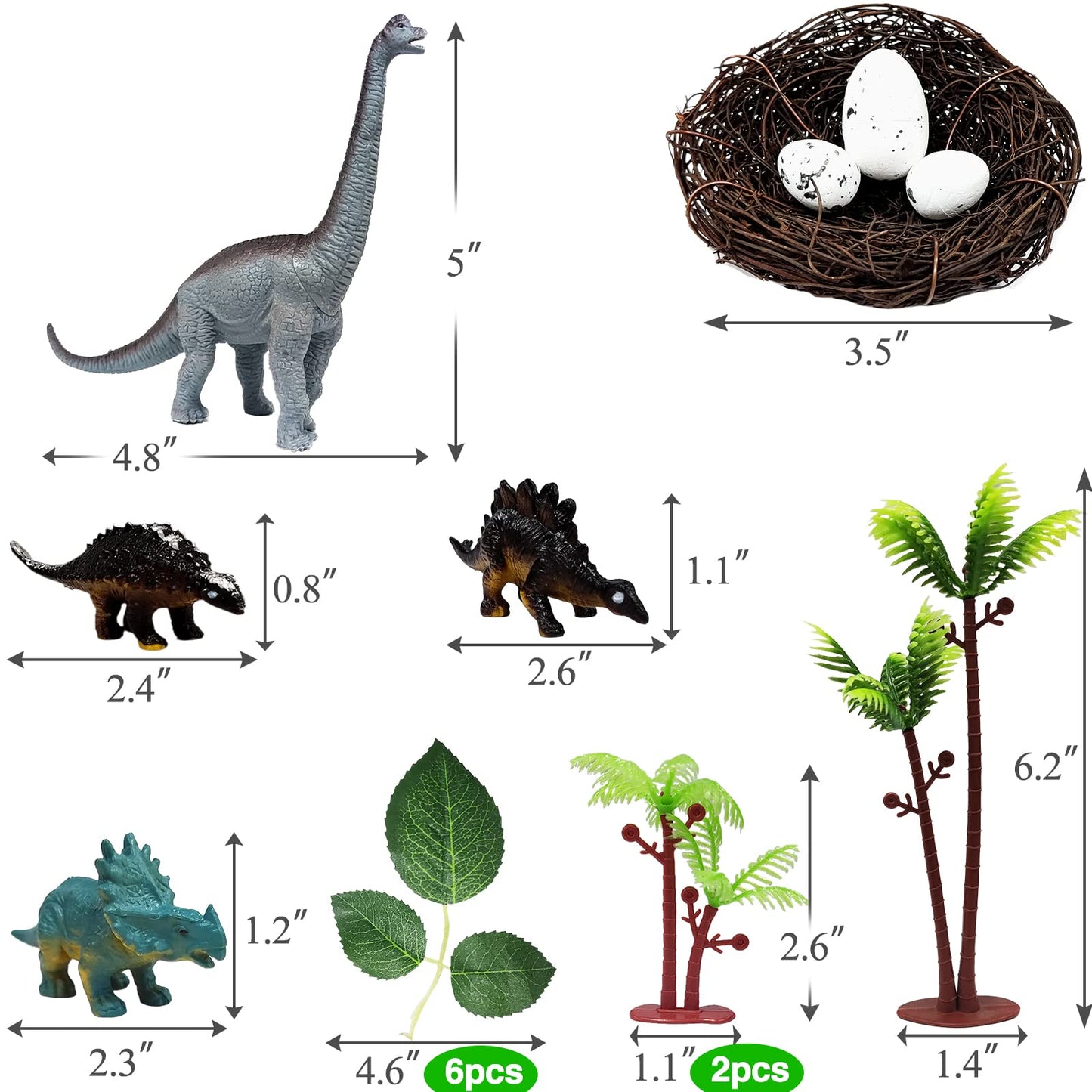 GLAHORSE 26 PCS Dinosaur Cake Toppers With Dinosaur Eggs, Leaves, Trees - Cake Decorations For Kids Birthday Party