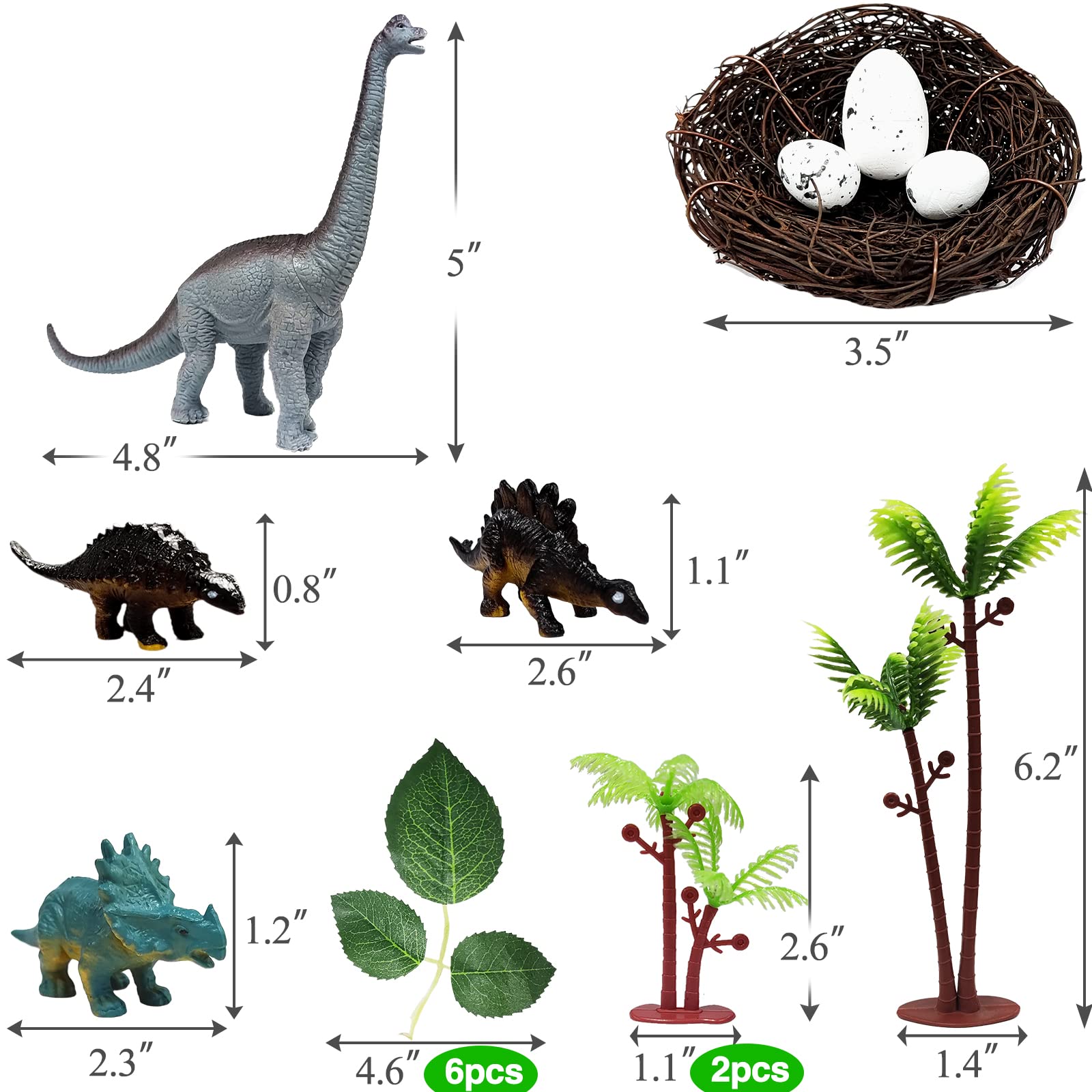 GLAHORSE 26 PCS Dinosaur Cake Toppers With Dinosaur Eggs, Leaves, Trees - Cake Decorations For Kids Birthday Party