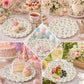Lulu Posh Floral Paper Plates 12 Inch (24 Pack) - Scalloped Disposable Party Plates, Pink Rose Vintage Shabby Chic Dinner Plates, Heavy Duty Paper