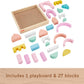 Fisher-Price Wood Toddler Toy Castle Block Set, 28 Wooden Pieces for Stacking Developmental Play Preschool Kids Ages 2+ Years